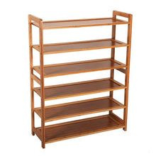 Load image into Gallery viewer, Concise Rectangle 6 Tiers Bamboo Shoe Rack Wood Color