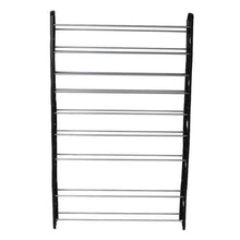 Load image into Gallery viewer, 10-Tier 50-Pair-of-shoes Adjustable Steel & Plastic Shoe Rack Black & Silver