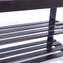 Load image into Gallery viewer, 90cm Strip Pattern 3 Tiers Bamboo Stool Shoe Rack Coffee