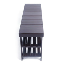 Load image into Gallery viewer, 90cm Strip Pattern 3 Tiers Bamboo Stool Shoe Rack Coffee