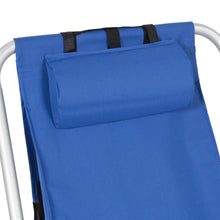 Load image into Gallery viewer, Portable High Strength Beach Chair with Adjustable Headrest Blue