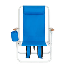 Load image into Gallery viewer, Portable High Strength Beach Chair with Adjustable Headrest Blue