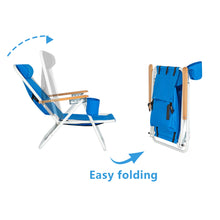 Load image into Gallery viewer, Portable High Strength Beach Chair with Adjustable Headrest Blue