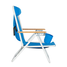 Load image into Gallery viewer, Portable High Strength Beach Chair with Adjustable Headrest Blue