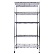 Load image into Gallery viewer, 5-Layer Plastic Coated Iron Shelf with 1.5" Nylon Wheels 165*90*35 Black