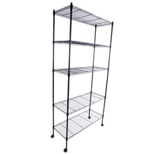 Load image into Gallery viewer, 5-Layer Plastic Coated Iron Shelf with 1.5" Nylon Wheels 165*90*35 Black