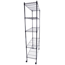 Load image into Gallery viewer, 5-Layer Plastic Coated Iron Shelf with 1.5" Nylon Wheels 165*90*35 Black