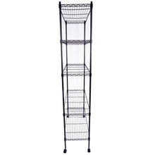 Load image into Gallery viewer, 5-Layer Plastic Coated Iron Shelf with 1.5" Nylon Wheels 165*90*35 Black