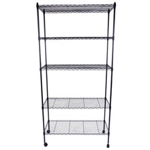 Load image into Gallery viewer, 5-Layer Plastic Coated Iron Shelf with 1.5" Nylon Wheels 165*90*35 Black
