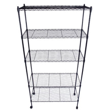 Load image into Gallery viewer, 5-Layer Plastic Coated Iron Shelf with 1.5" Nylon Wheels 165*90*35 Black