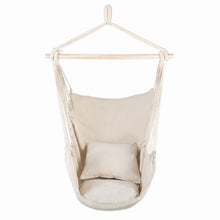 Load image into Gallery viewer, Distinctive Cotton Canvas Hanging Rope Chair with Pillows Beige