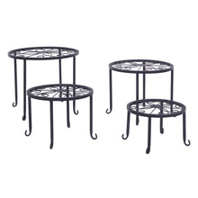Load image into Gallery viewer, 4 Plant Shelves with 4-1 Round Pattern in Black Baking Paint (Yh-Cj009)