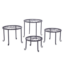 Load image into Gallery viewer, 4 Plant Shelves with 4-1 Round Pattern in Black Baking Paint (Yh-Cj009)