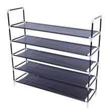 Load image into Gallery viewer, Simple Assembly 5 Tiers Non-woven Fabric Shoe Rack with Handle Black