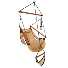 Load image into Gallery viewer, Oxford Cloth Hardwood With Cup Holder Wooden Stick Perforated 100kg Seaside Courtyard Oxford Cloth Hanging Chair Brown