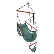 Load image into Gallery viewer, Oxford Cloth Hardwood With Cup Holder Wooden Stick Perforated 100kg Seaside Courtyard Oxford Cloth Hanging Chair Green