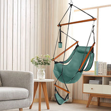 Load image into Gallery viewer, Oxford Cloth Hardwood With Cup Holder Wooden Stick Perforated 100kg Seaside Courtyard Oxford Cloth Hanging Chair Green