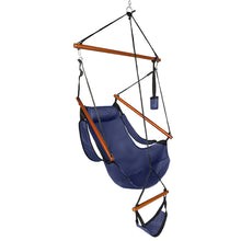 Load image into Gallery viewer, Oxford Cloth Hardwood With Cup Holder Wooden Stick Perforated 100kg Seaside Courtyard Oxford Cloth Hanging Chair Blue