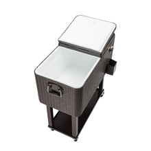 Load image into Gallery viewer, 80QT Rattan Square Legs Cooler with Shelf