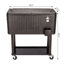 Load image into Gallery viewer, 80QT Rattan Square Legs Cooler with Shelf