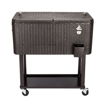 Load image into Gallery viewer, 80QT Rattan Square Legs Cooler with Shelf