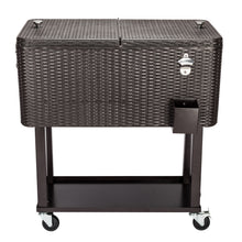 Load image into Gallery viewer, 80QT Rattan Square Legs Cooler with Shelf