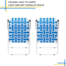 Load image into Gallery viewer, 2pcs Steel Tube PP Webbing Bearing 120kg Folding Beach Chair Blue& White Strip