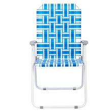 Load image into Gallery viewer, 2pcs Steel Tube PP Webbing Bearing 120kg Folding Beach Chair Blue& White Strip