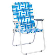 Load image into Gallery viewer, 2pcs Steel Tube PP Webbing Bearing 120kg Folding Beach Chair Blue& White Strip