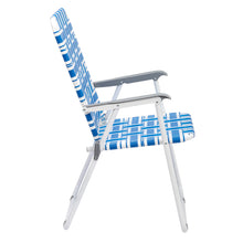 Load image into Gallery viewer, 2pcs Steel Tube PP Webbing Bearing 120kg Folding Beach Chair Blue& White Strip