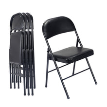 Load image into Gallery viewer, 4pcs Elegant Foldable Iron & PVC Chairs for Convention & Exhibition Black