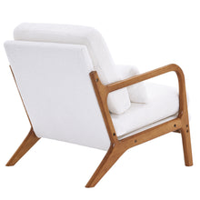 Load image into Gallery viewer, Oak Armrest Oak Upholstered Teddy Velvet Single Lounge Chair Indoor Lounge Chair Off-White