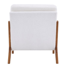 Load image into Gallery viewer, Oak Armrest Oak Upholstered Teddy Velvet Single Lounge Chair Indoor Lounge Chair Off-White