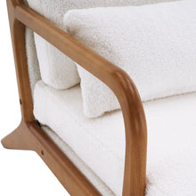 Load image into Gallery viewer, Oak Armrest Oak Upholstered Teddy Velvet Single Lounge Chair Indoor Lounge Chair Off-White