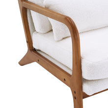 Load image into Gallery viewer, Oak Armrest Oak Upholstered Teddy Velvet Single Lounge Chair Indoor Lounge Chair Off-White