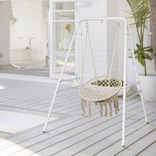Load image into Gallery viewer, 133*137*180cm Wrought Iron Four-Legged Standing 200kg Three Rings Hanging Chair Frame White