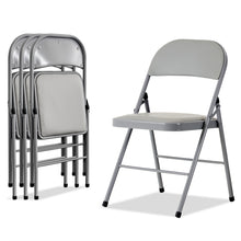 Load image into Gallery viewer, 4pcs Elegant Foldable Iron & PVC Chairs for Convention & Exhibition Gray