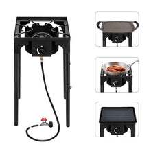 Load image into Gallery viewer, Outdoor Camp Stove High Pressure Propane Gas Cooker Portable Cast Iron Patio Cooking Burner (Single Burner 75000-BTU)