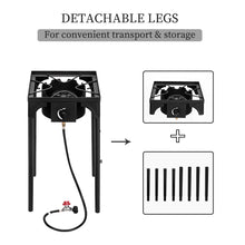 Load image into Gallery viewer, Outdoor Camp Stove High Pressure Propane Gas Cooker Portable Cast Iron Patio Cooking Burner (Single Burner 75000-BTU)