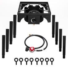 Load image into Gallery viewer, Outdoor Camp Stove High Pressure Propane Gas Cooker Portable Cast Iron Patio Cooking Burner (Single Burner 75000-BTU)