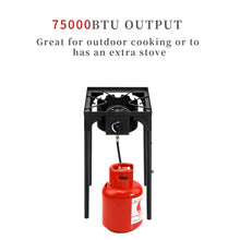 Load image into Gallery viewer, Outdoor Camp Stove High Pressure Propane Gas Cooker Portable Cast Iron Patio Cooking Burner (Single Burner 75000-BTU)