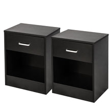 Load image into Gallery viewer, 2pcs Night Stands with Drawer Black