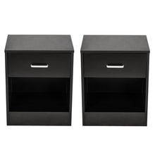 Load image into Gallery viewer, 2pcs Night Stands with Drawer Black