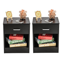 Load image into Gallery viewer, 2pcs Night Stands with Drawer Black