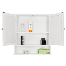 Load image into Gallery viewer, Double Door Mirror Indoor Bathroom Wall Mounted Cabinet Shelf White