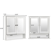 Load image into Gallery viewer, Double Door Mirror Indoor Bathroom Wall Mounted Cabinet Shelf White
