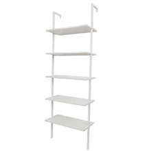Load image into Gallery viewer, 5-Shelf Wood Ladder Bookcase with Metal Frame, Industrial 5-Tier Modern Ladder Shelf Wood Shelves,White