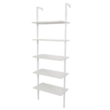 Load image into Gallery viewer, 5-Shelf Wood Ladder Bookcase with Metal Frame, Industrial 5-Tier Modern Ladder Shelf Wood Shelves,White