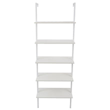 Load image into Gallery viewer, 5-Shelf Wood Ladder Bookcase with Metal Frame, Industrial 5-Tier Modern Ladder Shelf Wood Shelves,White