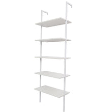 Load image into Gallery viewer, 5-Shelf Wood Ladder Bookcase with Metal Frame, Industrial 5-Tier Modern Ladder Shelf Wood Shelves,White